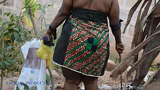 Chubby bbw wife in costume gets missionary fucked by stranger pulling trash