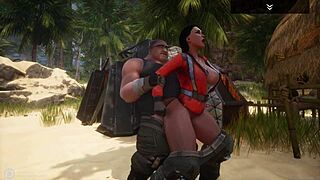 Big ass curvy milf Alissa squirts on fat boss's small cock outdoors