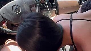 beautiful latina's big ass rides stranger's cock in car