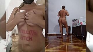 I'm stripping red lingerie panties.