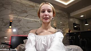 skinny blonde neighbor moans deepthroat cumshot pussy pov bareback