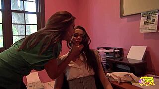 Bossy Brunette Milf Forces Employee into Passionate Pussy Licking and Tribbing