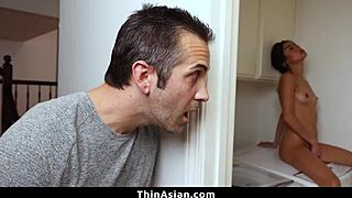 asian teen caught dildoing punished rough big cock garage