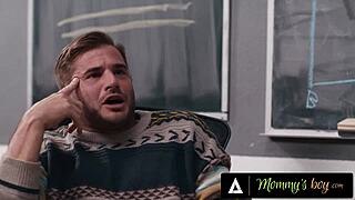 Mommys Boy Caught Fapping! Sexy Lesbian Teacher Colleagues Offer Lingerie Threesome Doggystyle Cumshot