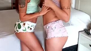 Hot Brazilian Girlfriend Licks Friend's Pussy in Steamy Homemade Lesbian Kiss