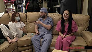 Nurse Blaire Celeste's Cheerleader Feet and Pussy Tease Patient in Exam Room