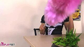 French maids in miniskirts lift hems to tease nylon-stockinged feet