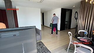 😈 horny ladyboy in red with big cock fucks client candy backstage! 🍆💦