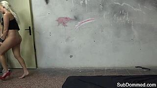 bound big tits sub gagged choked dominated during intense pussy licking