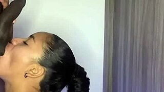 Watch her suck this meat dildo like a pro - ebony amateur couple