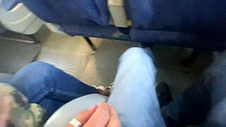 Amateur Milf's Public Train Handjob Ends In Cumshot