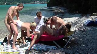 b public family therapy turns into german beach orgy with rough anal gangbang