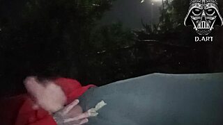 Monster cock street jerk demands hot cum swallow