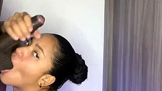 Watch her suck this meat dildo like a pro - ebony amateur couple