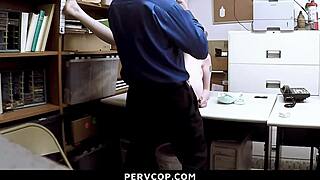 shoplifter teen bends for cop's hardcore demands