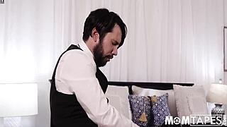 French maid roleplay heats up hotel with butler fingering?