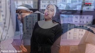 Naughty Brazilian nun bares sinful curves