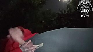 Monster cock street jerk demands hot cum swallow