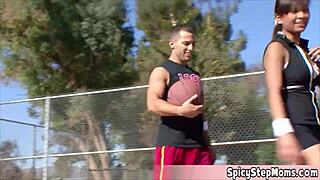 sexy sporty golddigger's pussy drips after basketball