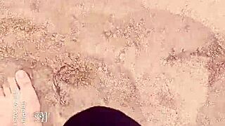 Bare feet sink into sand exploring every sensory texture and feel step by step