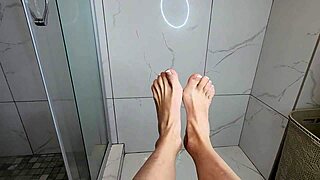 My sexy milf feet toes tease cock shower pov