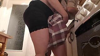 my stepmom fucks me hard in kitchen after dad leaves work