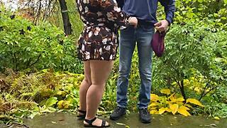 couple flashes curvy bbw's huge tits and wet pussy outdoors