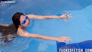 wet skinny latina helen star's underwater pool boob tease