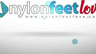 Teen Smokes Cigarette Teasing Nylon Feet in Your Face