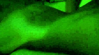 Ebony girlfriend grinds tattooed ass hard on black cock lap