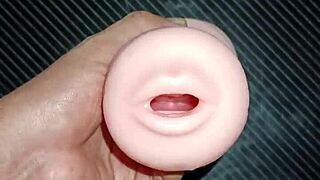 Gagging on cock down throat and pussy