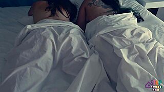 Two Hot Brunettes Bareback Threesome Group Sex