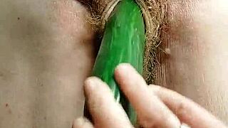 Granny slut spreads hairy pussy for rough german fucking