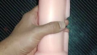 Gagging on cock down throat and pussy