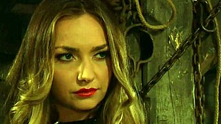 Watch this perfect curvy pale lesbian slave get touched fingered and dominated hard