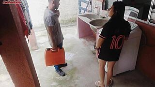 Housewife Pays Tech With Her Ass