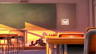 futanari student milks teacher's cock with deepthroat handjob cumshot