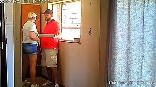 Spycam catches wife cheating bent over with pizzaguy