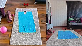 curvy milf's wet yoga ass workout spreads