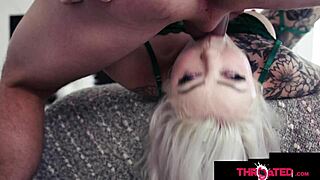 Tattooed blonde babe, wanna deepthroat this monster cock?
