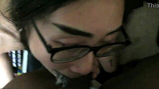 eva yi slurps big black cock balls early morning spit sloppy
