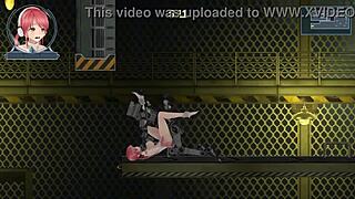 Redhead anime girl rides robot cock hard in erotic idol run hentai game 😍🔥