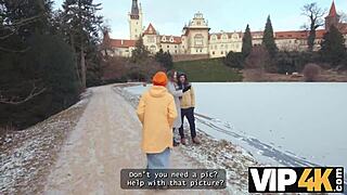 Innocent couple by lake learns wild bisexual threesome thrills