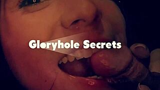 blonde milf's throat bulges on gloryhole monster cocks