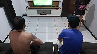 brazilian housewife lost in husband's bet fucks his friend watching