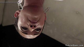 The gorgeous shemale doctor pins guy down for deep anal pounding