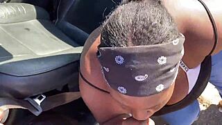 Ebony BBW Thot Sucks Fat Black Cock Public