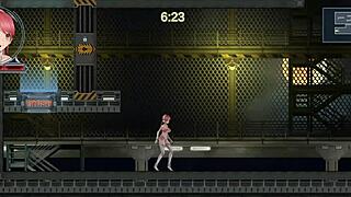 Redhead anime girl rides robot cock hard in erotic idol run hentai game 😍🔥