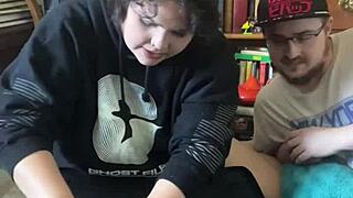 my first time on a sex machine with boyfriend watching