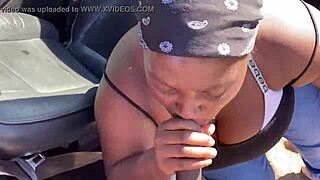 Ebony BBW Thot Sucks Fat Black Cock Public